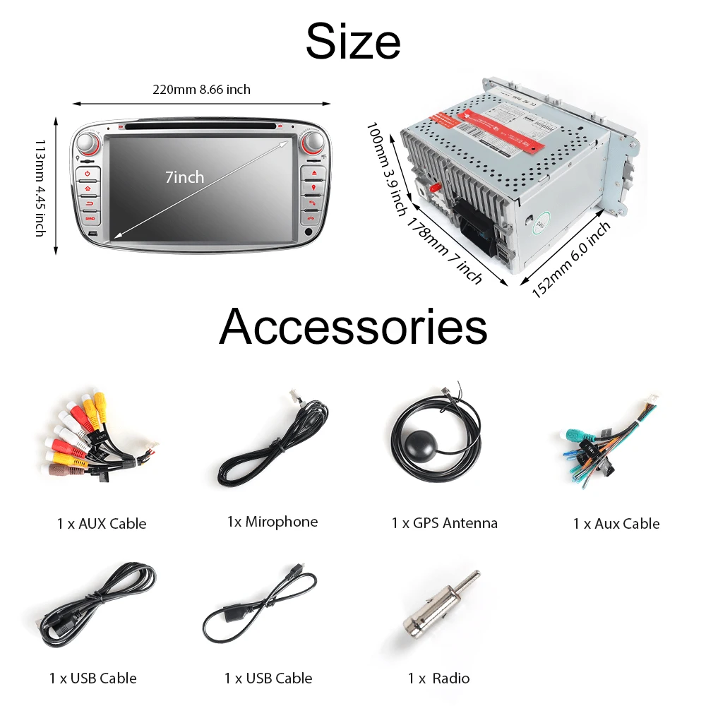 Discount A-Sure 7" Car Auto Radio GPS Player DVD Navigation For Ford Mondeo Focus Galaxy S-Max C-Max Kuga Rear USB Port & Dual DAB+ 4