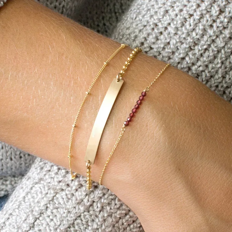 

2019 Bead Charm Gold Silver Bracelet Women's Simple Adjustable Fahsion Trendy Bracelet Personalized Jewelry Party Birthday Gift