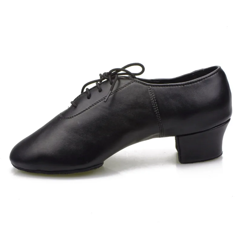 

Modern Dance Shoes Natural Leather Male Sports Dance Latin Shoes Mens Black Leather Shoes Square Dermis Fitness Shoe Man