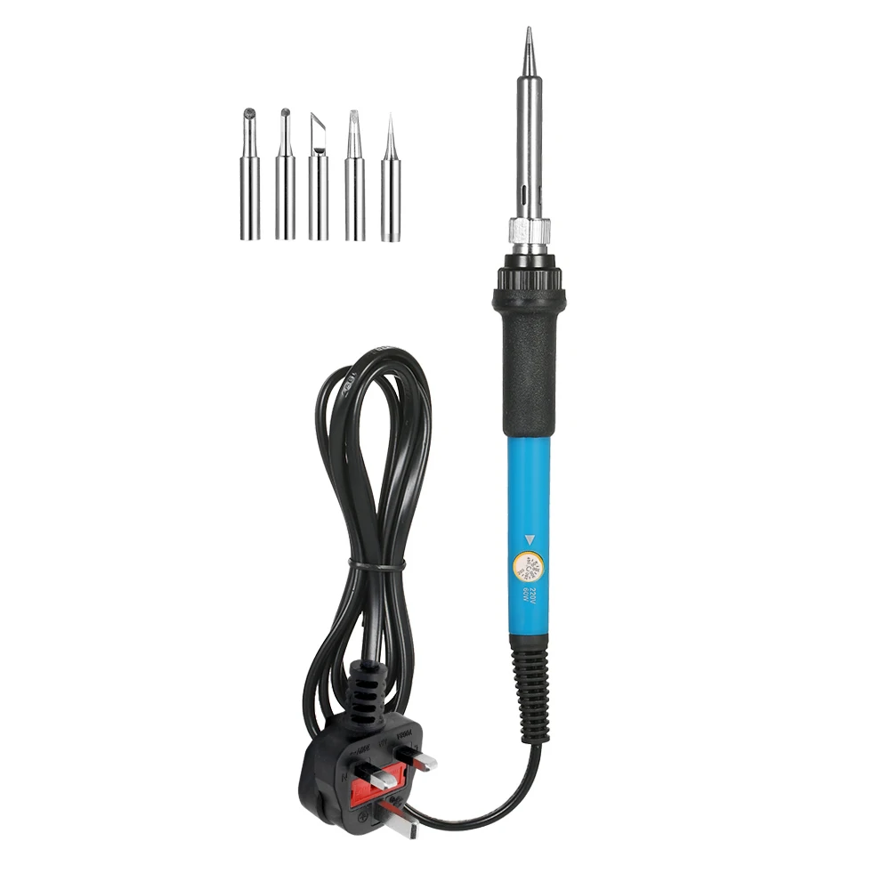 

60W Electric Adjustable Temperature Welding Soldering Iron + 5 Replacement Soldering Tips Set Heat Pencil Repair Tools
