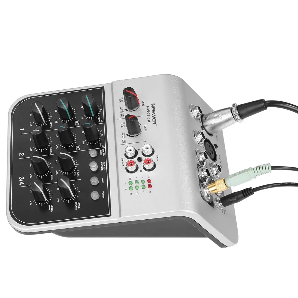 Neewer микшерный пульт Компактный аудио звук 2-х канальный смеситель для конденсаторный микрофон(NW02-1A) штепсельная вилка стандарта США/ЕС штекер