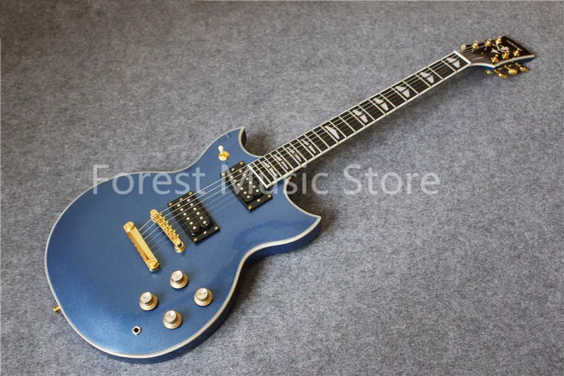 

High Quality China OEM Suneye Metal Blue Finish Suneye SG Electric Guitar Left Handed Custom Available