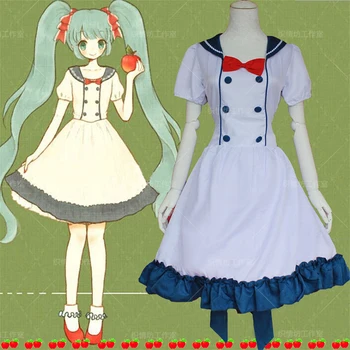 

Anime VOCALOID Cosplay Hatsune Miku Cos Halloween Party Cos Sweet and lovely student maid wear Lolita dress Costume