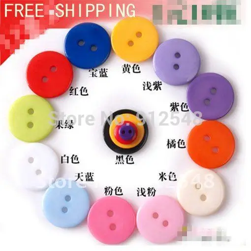 

YJHSMY 100 Pcs/Lot Random Mixed Round 2 Holes Resin Sewing Buttons 17mm Dia. Flat back pingdi001