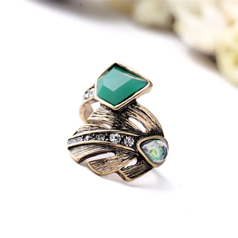 Женское акриловое кольцо с геометрическим рисунком в стиле ретро|green stone ring|stone rings