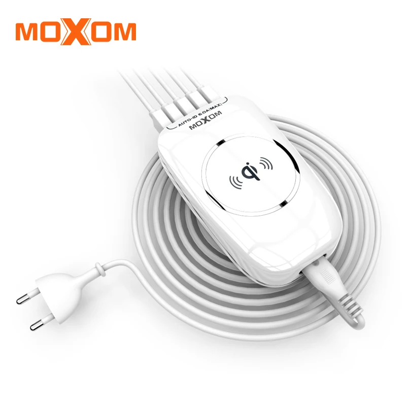 MOXOM Wireless Charger 5 Port Fast Charger Wireless Mobile Phone Charger AUTO ID EU Plug Charger For iPhone Samsung Xiaomi