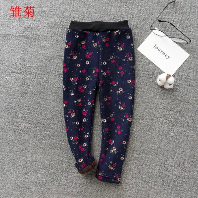Осенне-зимние штаны для девочек; бархатные плотные теплые леггинсы для девочек; детские штаны; зимняя одежда для маленьких девочек; 110-150 - Цвет: meihonghua