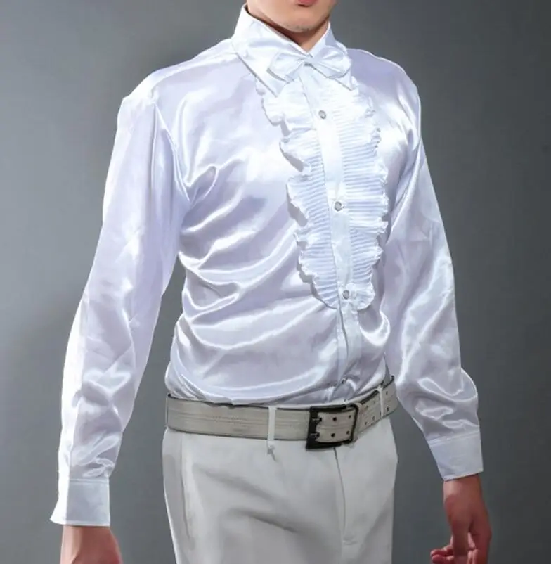 M-4XL Горячая Весна Мужская Новая мода программа хост одежда Алмазная блестящая рубашка - Цвет: Белый
