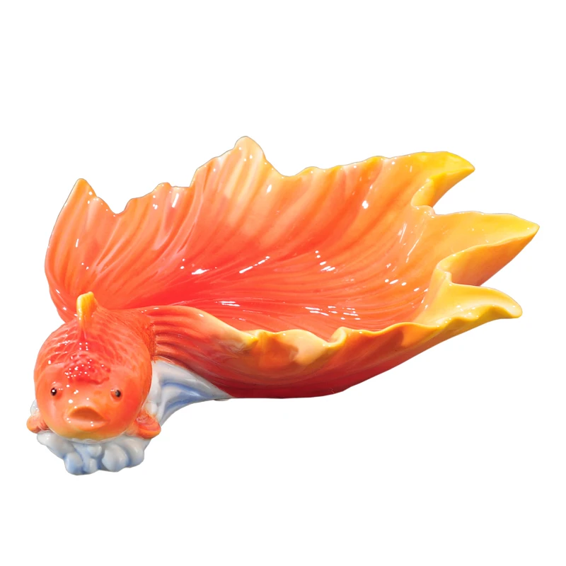 Exquisite orange goldfish ceramic dried fruit tray storage box
