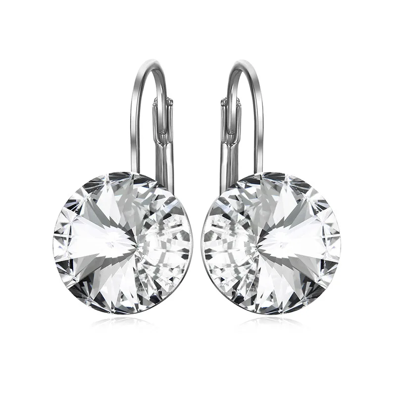 Женские серьги с кристаллами MOONROCY круглые Серебристые 11 11|earrings for women|fashion earrings
