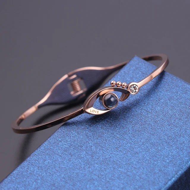 Charm 100 Languages I Love You Memory Bracelet Rose Gold Creative Charm 100 Languages I Love You Memory Bracelet Rose Gold Creative Projection Jewelry Accessories Christmas Gifts