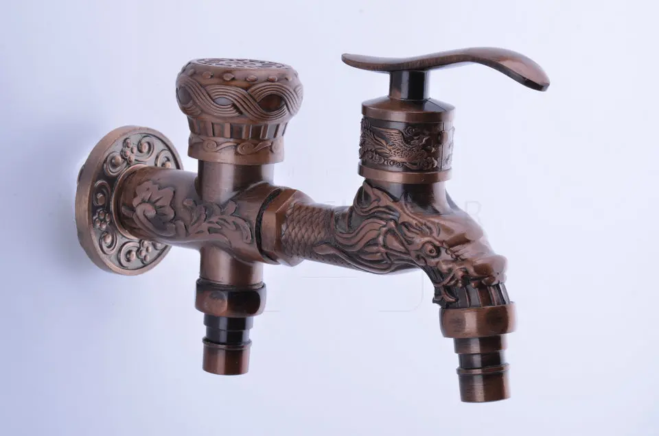 SPRING SUMMER Long garden double use Bibcock faucet tap crane Antique Finish Wall Mount Washing Machine Water Faucet Taps