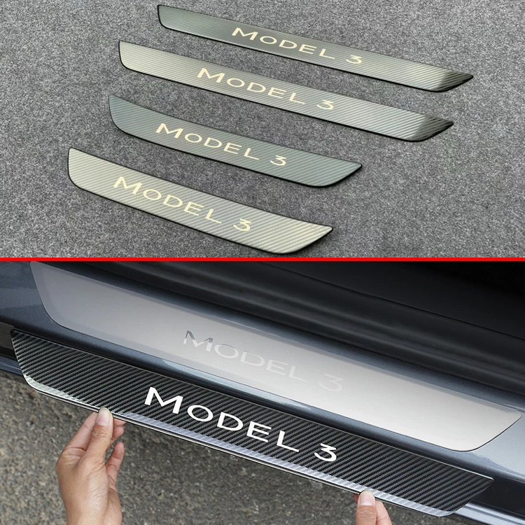Для Tesla модель 3 нержавеющая сталь внешний порог панель накладка удар шаг накладка протектор