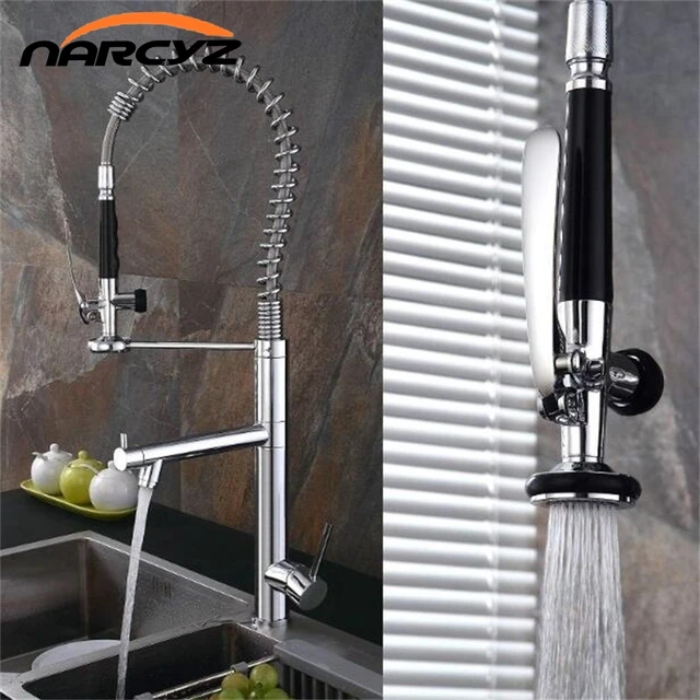 Cheap Narcyz  Style Kitchen Faucet Brushed Nickel Faucet 360 Degree Rotating Kitchen Tap Brass Single Lever Deck Mounted Taps XT-77