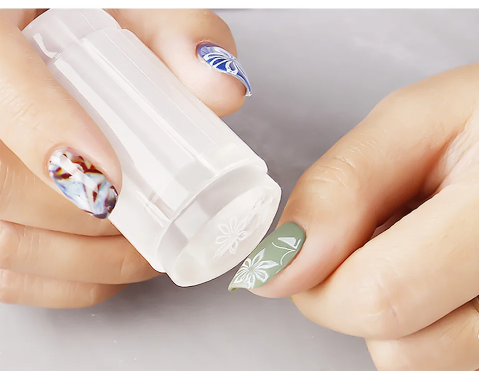 Ellwings 5 вид стиль прозрачный силиконовый печатающая головка штамп добавить шаблон скребок для стэмпинга ногтей DIY шаблоны для дизайна ногтей инструменты