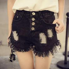 Черные рваные джинсы Черные короткие Mom Jeans джинсы летние женские высокой талией Проблемные шорты Жан Femme рваные джинсы в винтажном стиле летние Для женщин байкер шорты Новинка; Лидер продаж джинсовые штаны