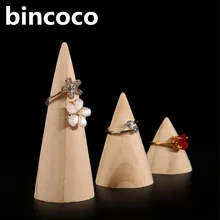 Bincoco Jewelry Дисплей стенд древесины Jewelrys Дисплей стойки для магазина деревянные кольца Дисплей Подставка для хранения три размера 10 шт. A много