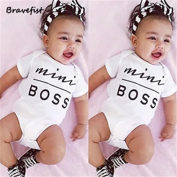 

Newborn Summer Short sleeve Rompers Mini Boss Print Baby Girls Boys Jumpsuit Letter Romper Infantil Outfit Clothes Coveralls