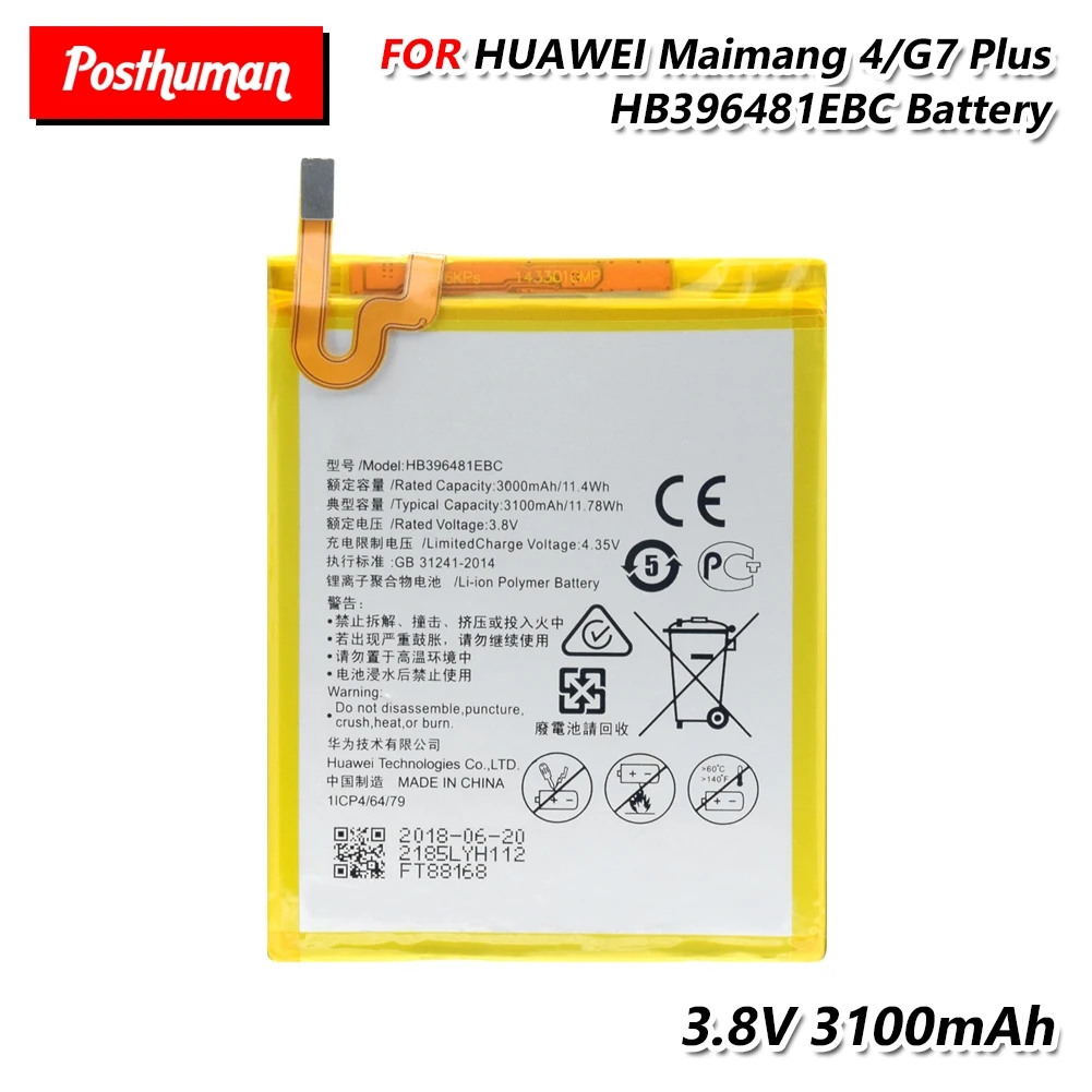 

High Quality Battery HB396481EBC For Huawei Honor 5X KIW-CL00 KIW-L22 KIW-L2 KIW-L24KIW-TL00 Ascend Y6 2 G7 Plus G8X KIW-AL10