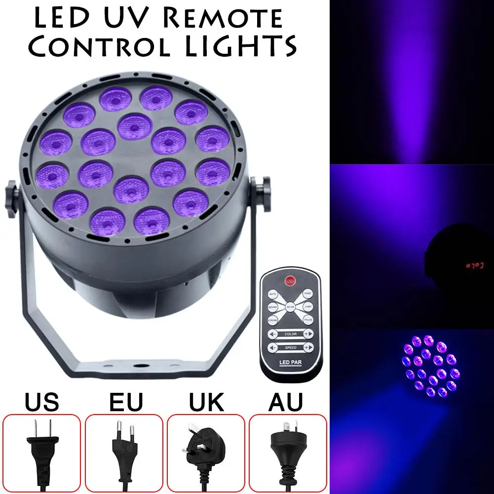 

UV Led Stage Light Black Light Par Light With Remote Sound Active 18 LEDs Auto DMX Spotlight Lamp for Disco DJ Club Show 40