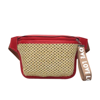 

LJL-Straw Waist Bags For Women Summer Funny Packs Waist Pack Female Phone Purses Female Fashion Small Bag