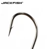 JACKFISH-anzuelo de pesca de acero al carbono, 50 unids/lote, gancho de pesca negro con orificio ► Foto 3/4