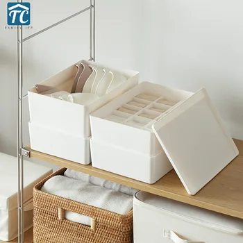 

Underwear Storage Box Home Covered Plastic Socks Organizador Divider Drawer Lidded Ties Shorts Organizer Container Wardrobe