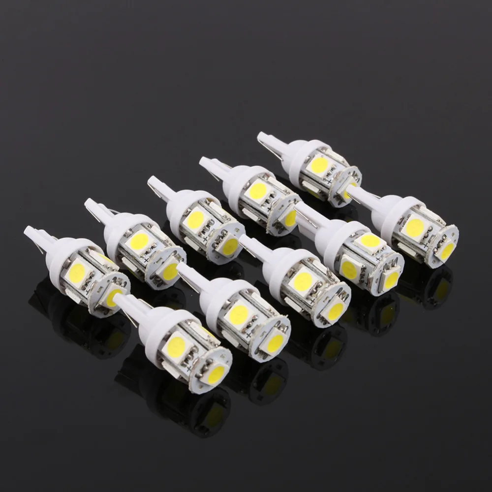 10 шт./компл. T10 5050 W5W 5 SMD 194 светодиодный светодиодная белая Автомобильная боковая