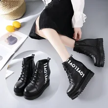 SWYVIY/Зимние ботильоны из натуральной кожи на платформе; Новинка года; Зимняя Теплая Бархатная Повседневная обувь; женские зимние ботинки на танкетке