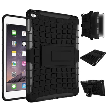 

For iPad Mini4 ShockProof Rubber Hybrid Heavy Duty Stand PC+TPU Hard Fundas Case sFor Apple iPad Mini 4 Tablet Cover Case Coque