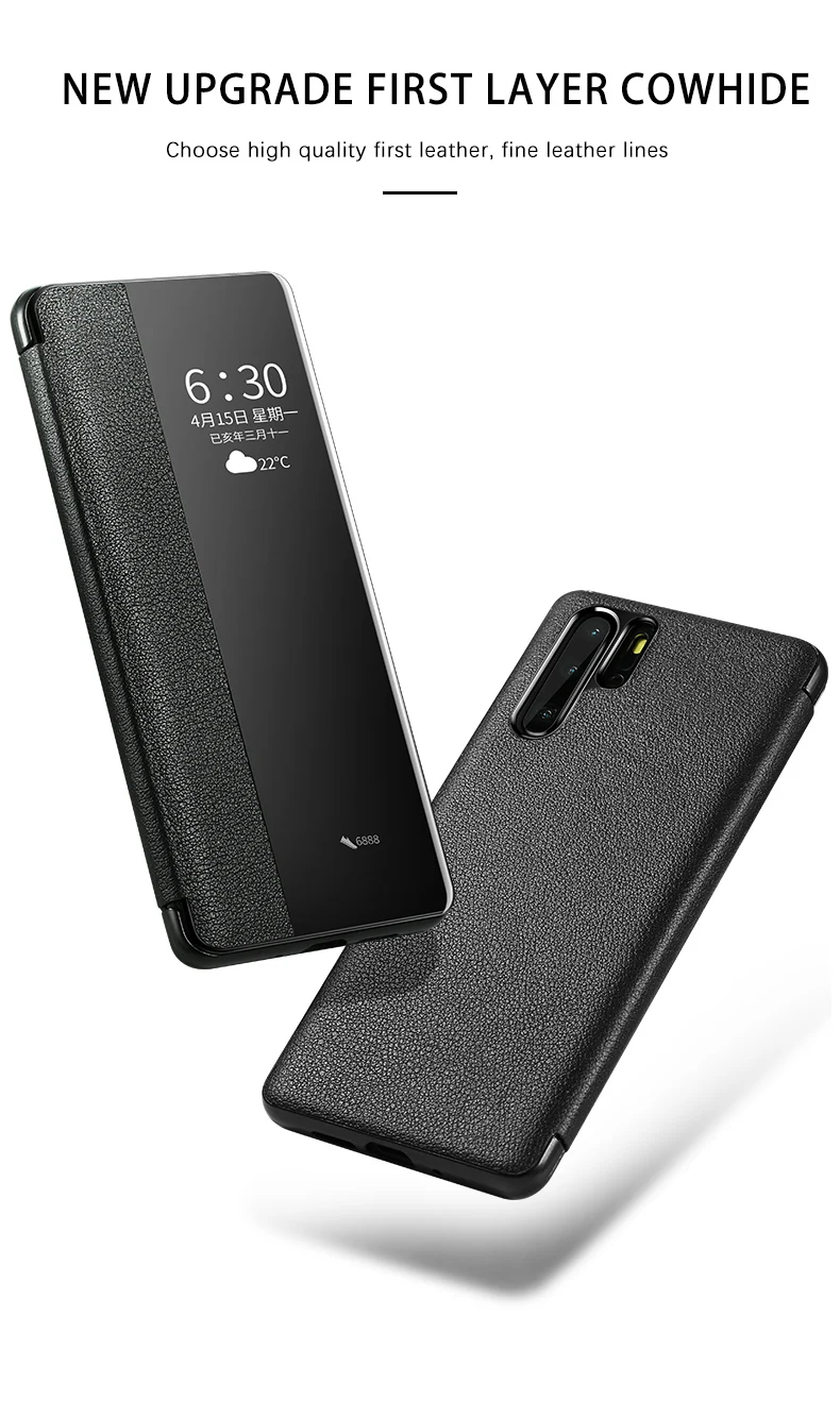 Для HUAWEI P30 Pro чехол из натуральной кожи с умным окошком для просмотра для HUAWEI P20 Pro откидной Чехол для HUAWEI P20 P30 Pro Чехол