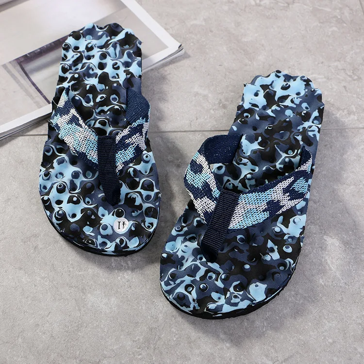 Дропшиппинг камуфляж сандалии, тапочки сандалии тапочки домашние и уличные повседневные мужские Нескользящие пляжные мужские туфли Sapato Masculino - Цвет: blue