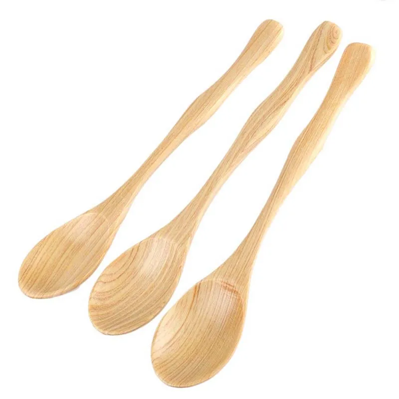 3pcs Light Wood Handmade Wooden Spoon Cooking Utensil Coffee Tea Mixing