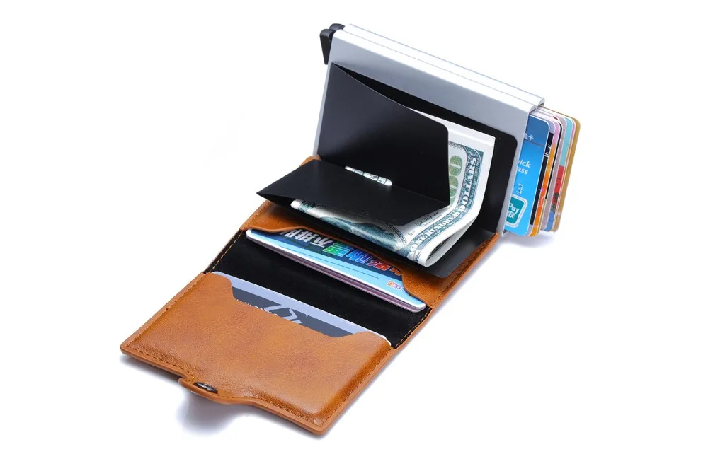 Антиrfid защита для мужчин и женщин id держатель для кредитных карт кошелек металлический кожаный алюминиевый бизнес чехол для банковских карт кредитница держатель для карт