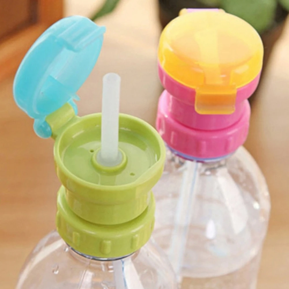 

NEW Portable Spill Proof Juice Soda Water Bottle Twist Cover Cap With straw Safe Drink Straw Sippy Cap Feeding for Kids