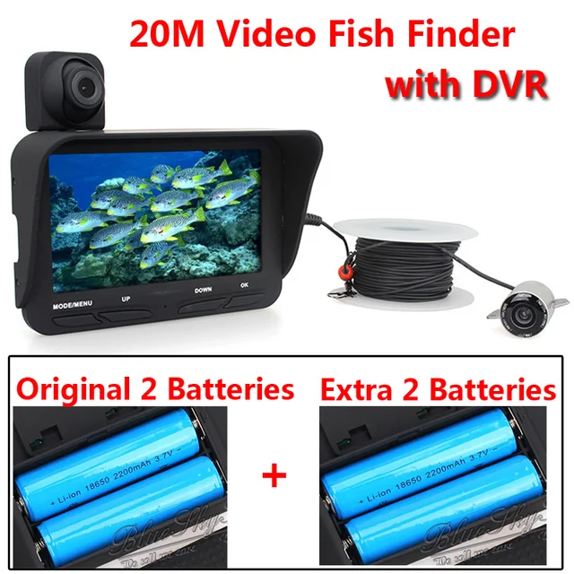 Cheap 20m Professional Night Vision Fish Finder DVR Video 6 Infrared LED Underwater Fishing Camera+Overwater Camera+Extra 2 Batteries