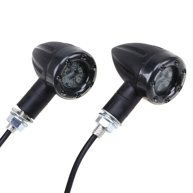 JX-LCLYL 1Pair Red+Amber Motorcycle Bullet LED Turn Signal Indicator Light for Harley