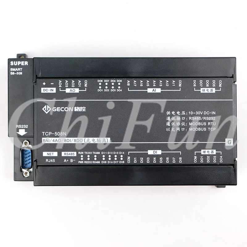 8AI аналоговый вход 4AO выход 8DI переключатель 8DO реле Ethernet IO модуль RS485 RS232 MODBUS TCP &