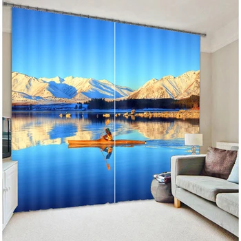 

New Modern 3D Blackout Curtains Ocean Lake Iceberg Landscape Pattern Fabric Children Bedroom Curtain Cafe Office for Living Room