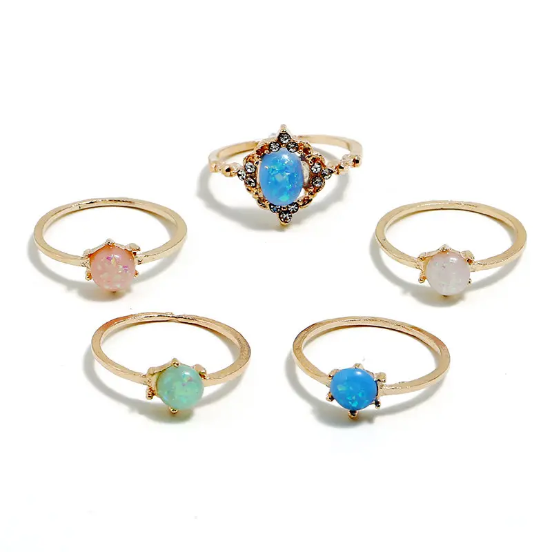 

Custom Triangle Geometry Stone Retro Totem Exaggerated Elephant Snake Unicorn Lucky Ring Suit Friends Beach Jewelry