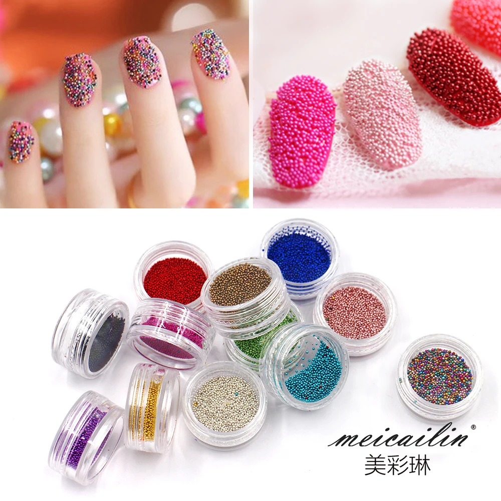 

New Arrival 1g Mini Glitter Beads Manicure Studs 3D Caviar Pearls Design UV Gel Tips Balls Nail Art Rhinestone Supplies Charms