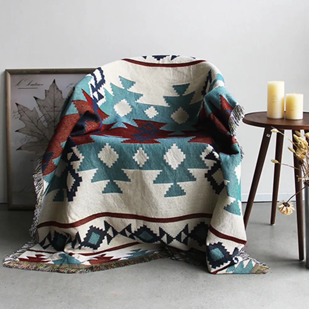Высококачественное богемное хлопковое вязаное декоративное одеяло для дивана, одеяло с нитью для кровати, мягкая кровать, винтажный домашний декор, гобелен