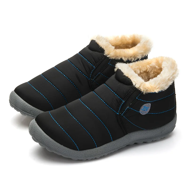 Супер Теплый Для мужчин зимние ботинки унисекс качественные зимние ботинки для Для мужчин s ботинки из водонепроницаемого материала; теплая зимняя обувь Для Мужчин's ботильоны размера плюс - Цвет: 816 Black Blue