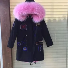 Великобритания/США/Италия/Германия бисер черный, армейский зеленый, темно-синий парка с толстой теплой меховой подкладкой воротник из меха енота может Выбери цвет пальто