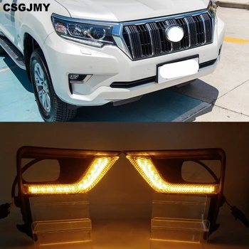 

CSGJMY 2PCS LED Daytime Running Light For Toyota Land Cruiser Prado 2018 Car Accessories Waterproof 12V DRL Fog Lamp Decoration