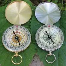Открытый Кемпинг Туризм Портативный латунный Карманный золотой или серебристый Компас Навигация с подарочной коробкой и застежкой