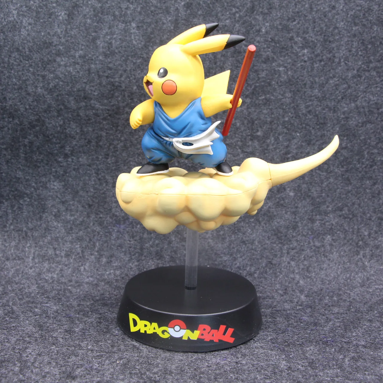 

Funny Pikachu Cosplay Dragon Ball Z Son Goku with Flying Nimbus Action Figure Model Toys