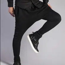 Хип-хоп брюки мужская одежда Весна и лето шаровары мужские ноги брюки тонкий размера плюс Большой промежности брюки черные повседневные Новинка