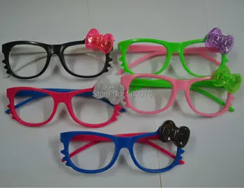 

Free shipping 24pcs/lot led glasses glow in the dark KT cat eyeglasses decoration glasses birthday party decorations kids
