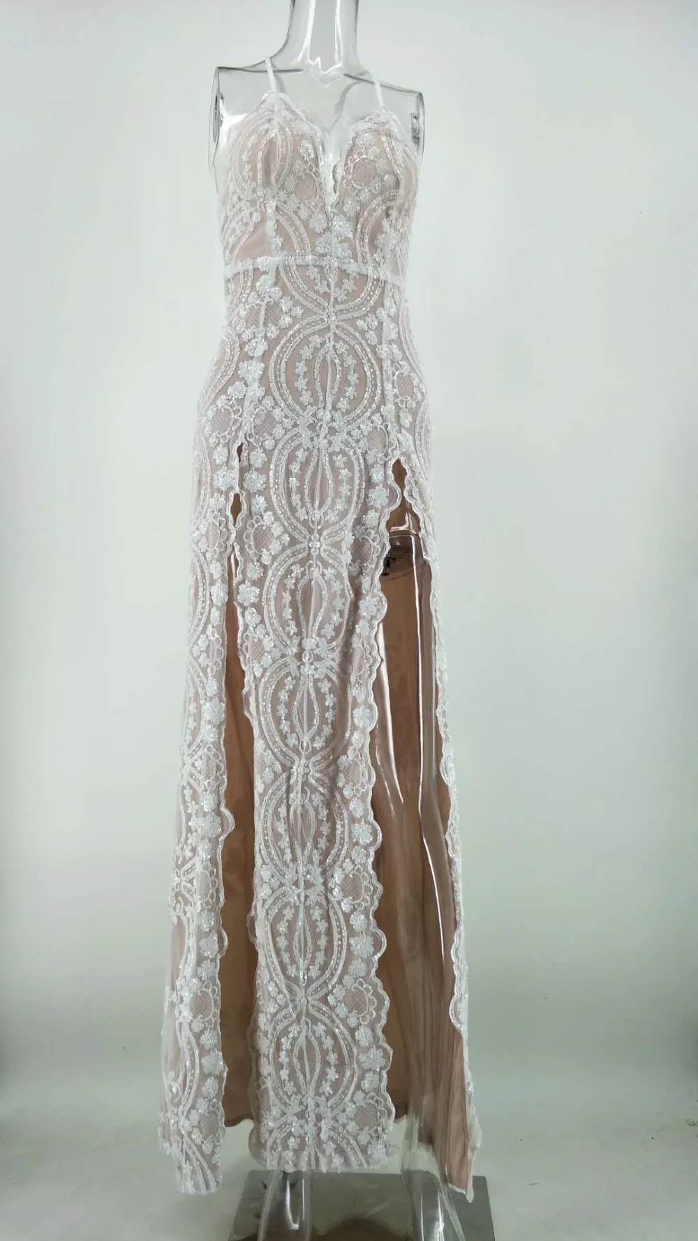 HAMBELELA New Arrival High Quality 2019 Summer Women's Dress Spaghetti Strap Vintage Sequined Floor-Length Bandage Dress Vestido (17)